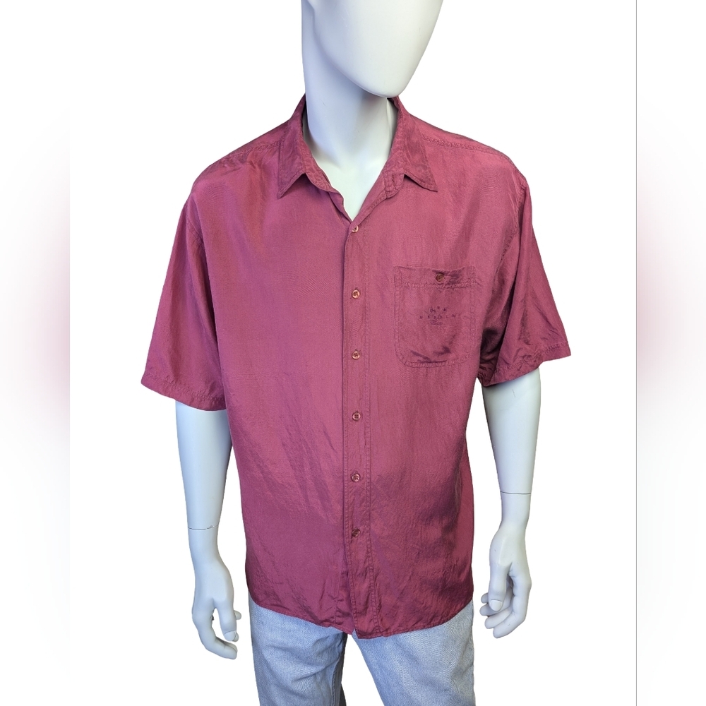 Vintage 90s Silk Short Sleeve Gordie Howe Button Up Shirt – Size Large